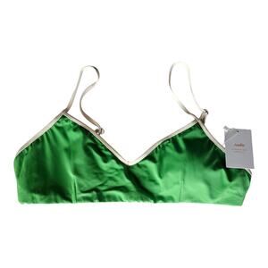 ANDIE Women's XL The Bells Swim Top Bikini Green Cream Adjustable Straps NEW NWT